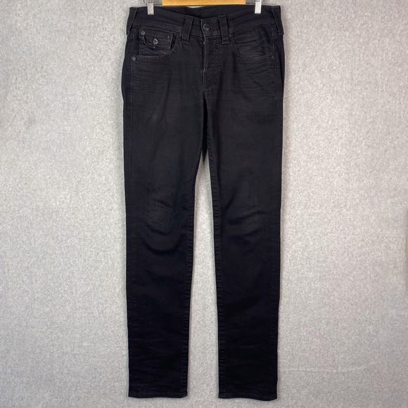 True Religion Mens 31 Black Zach Slim Straight Jeans - Picture 1 of 10